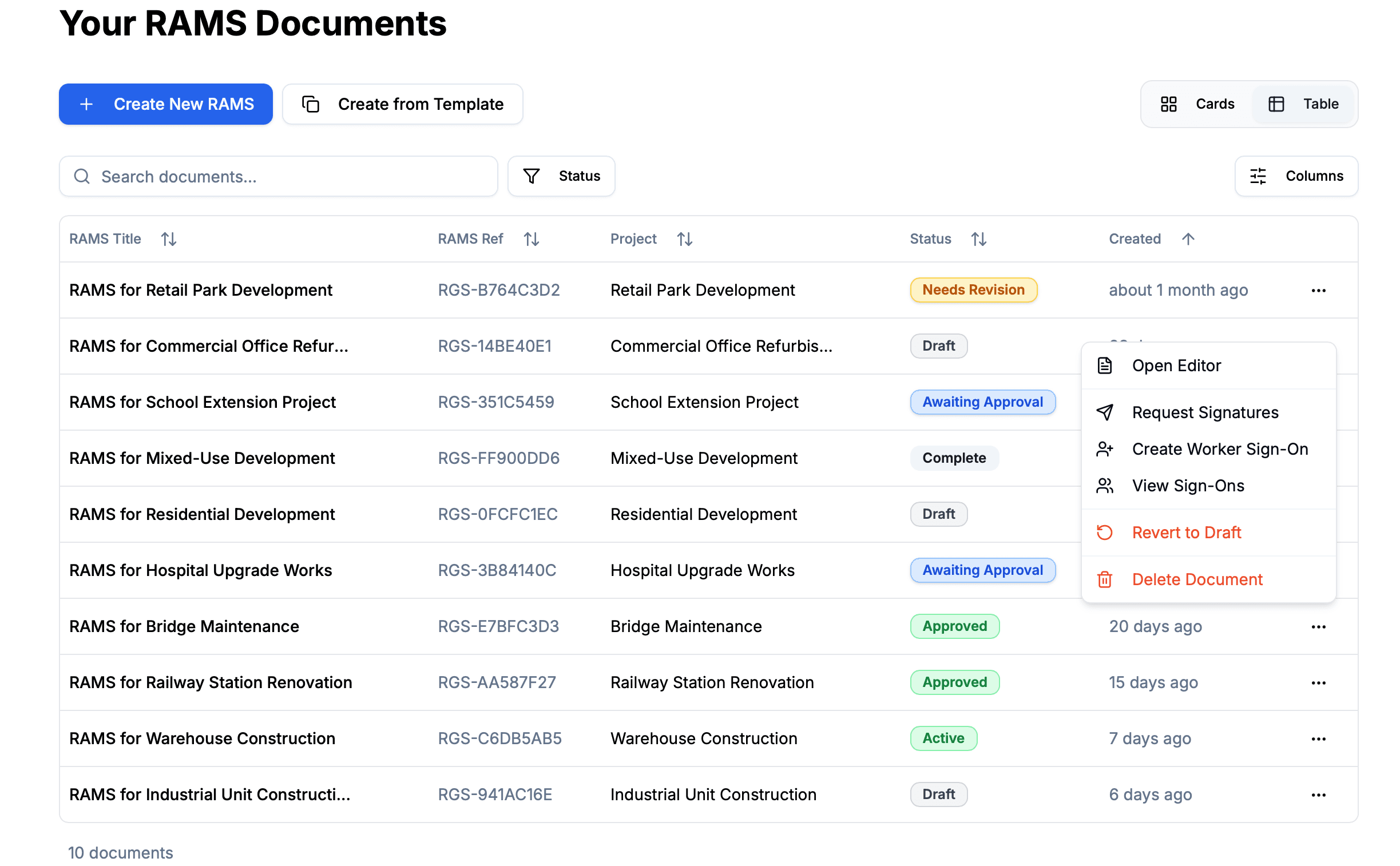 RamsGen Platform Dashboard